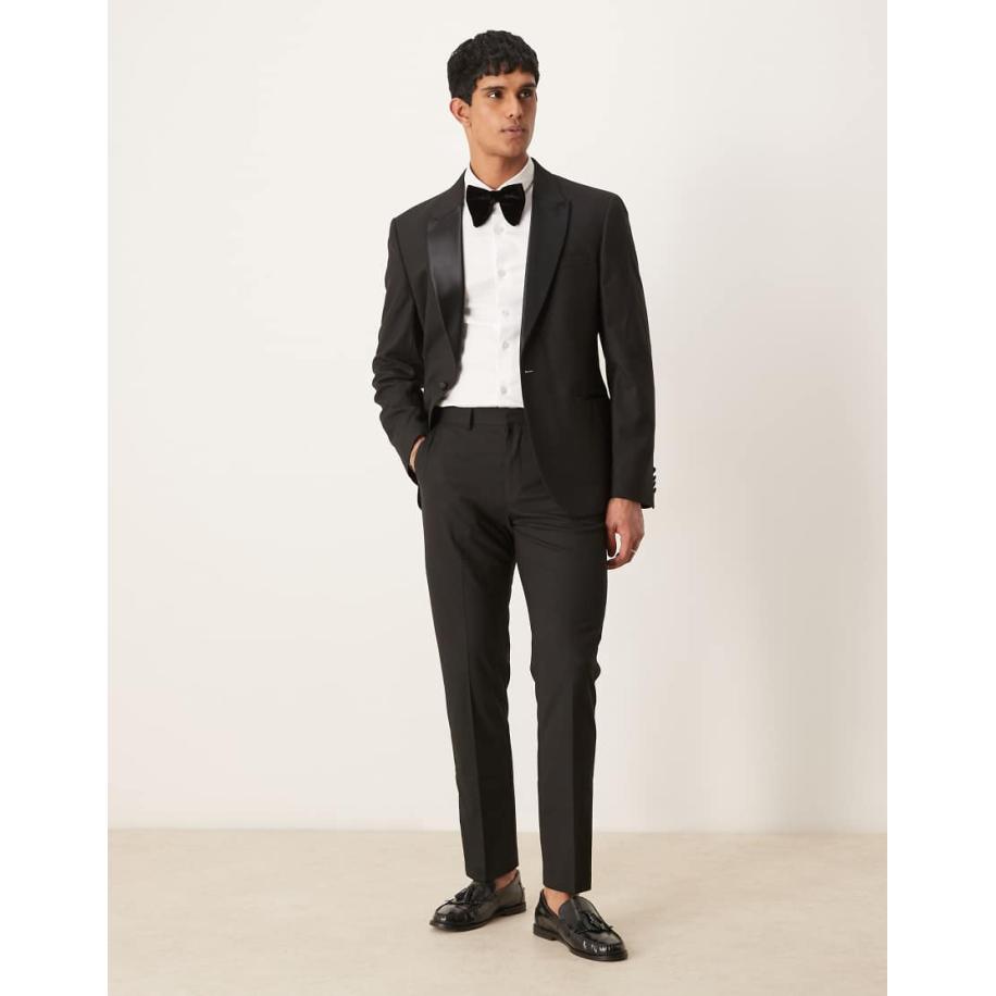 ASOS DESIGN - Slim-fit smokingbroek in zwart Zwart