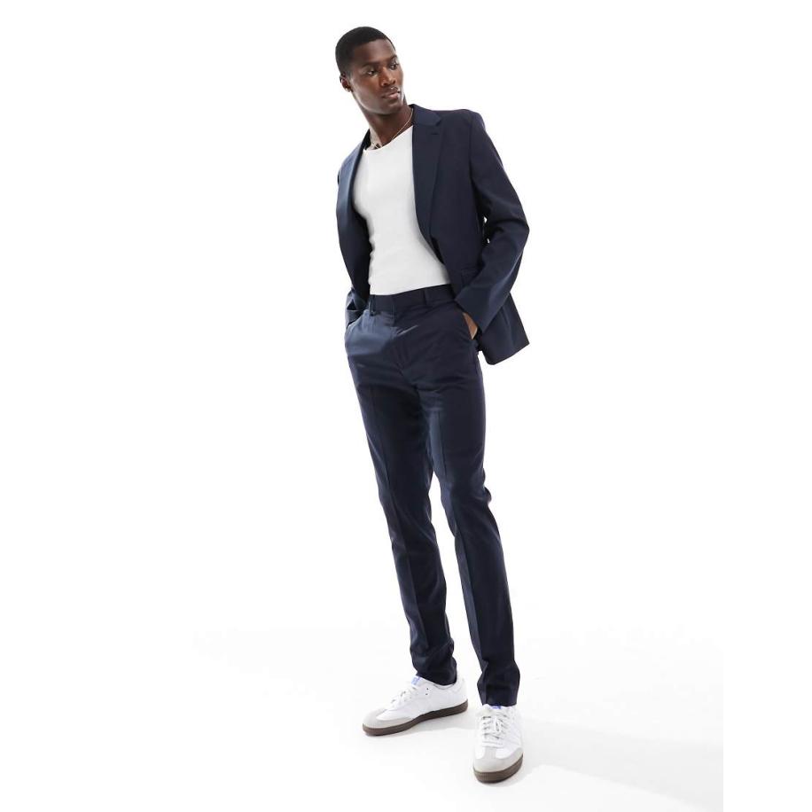 ASOS DESIGN - Skinny pantalon in marineblauw Blauw