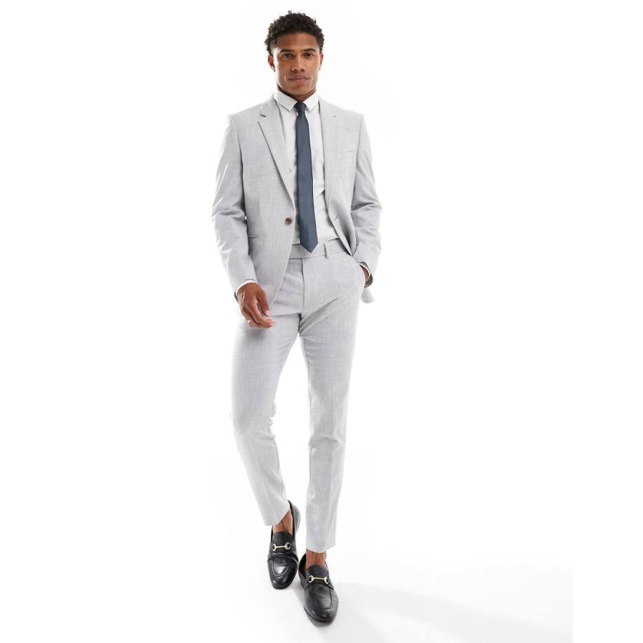 ASOS DESIGN - Nieuwe skinny pantalon in grijs met textuur van fijne arcering Grijs