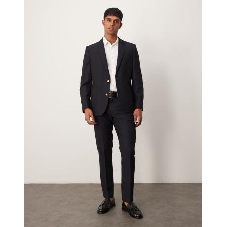 ASOS DESIGN - Smalle pantalon van jacquard in marineblauw