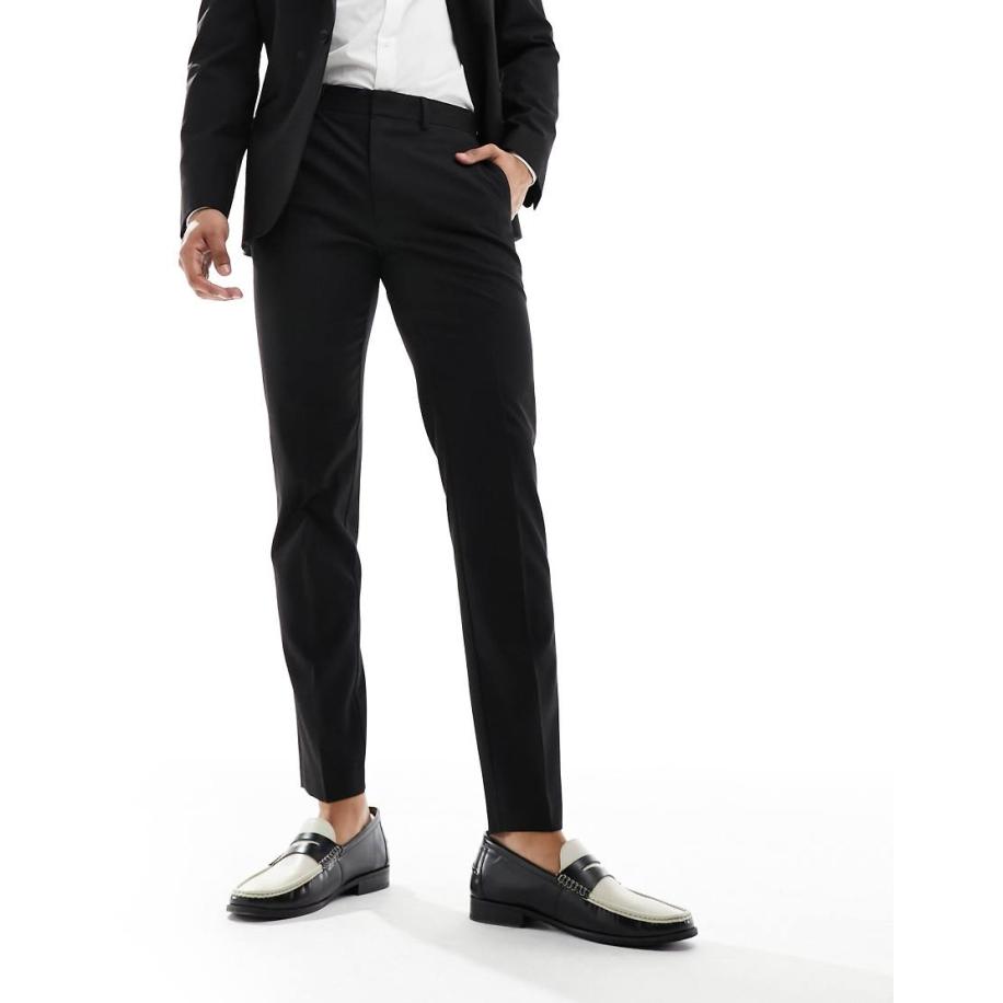 ASOS DESIGN - Slim-fit smokingbroek in zwart Zwart