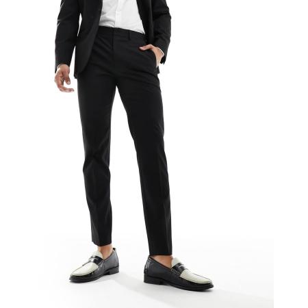 ASOS DESIGN - Slim-fit smokingbroek in zwart