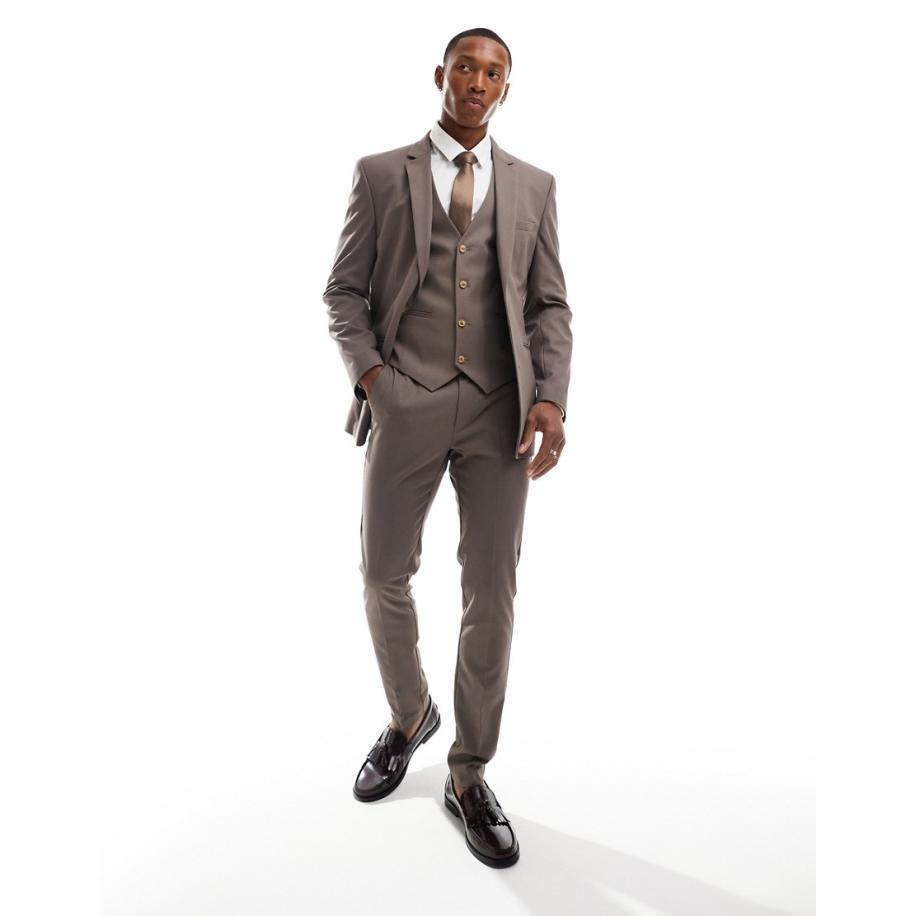 ASOS DESIGN - Skinny pantalon in lichtbruin Bruin