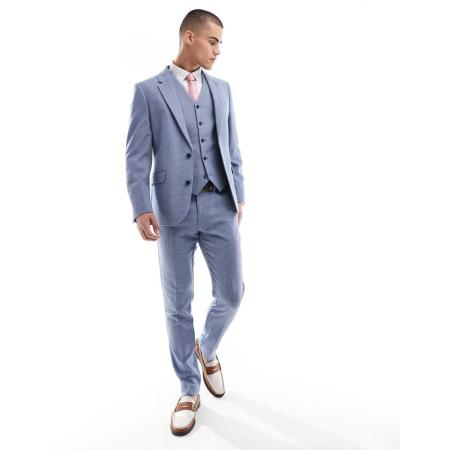 ASOS DESIGN - Skinny pantalon van wolmix in blauw