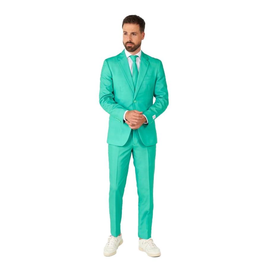 OppoSuits Trendy Turquoise Kostuum Groen