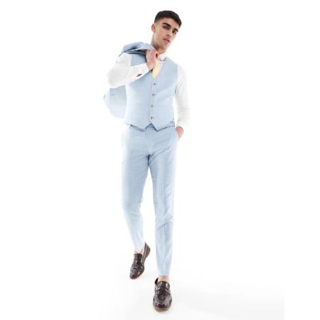 ASOS DESIGN - Bruiloft - Skinny pantalon in blauw met textuur