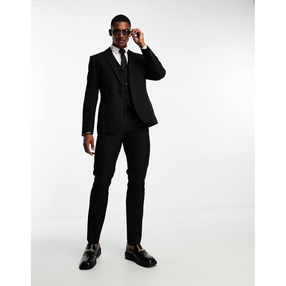 ASOS Design - Slim-fit pantalon in zwart Zwart