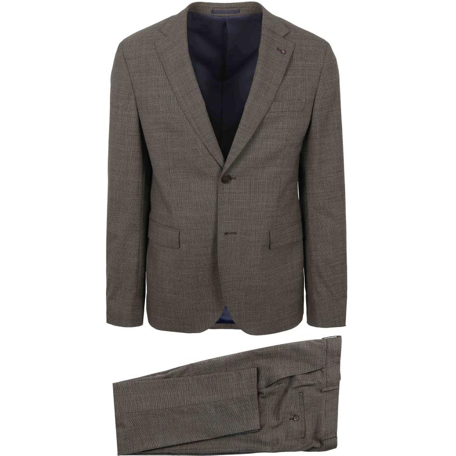 Suitable Strato Pied De Poule Kostuum Wol Ember Gold Bruin