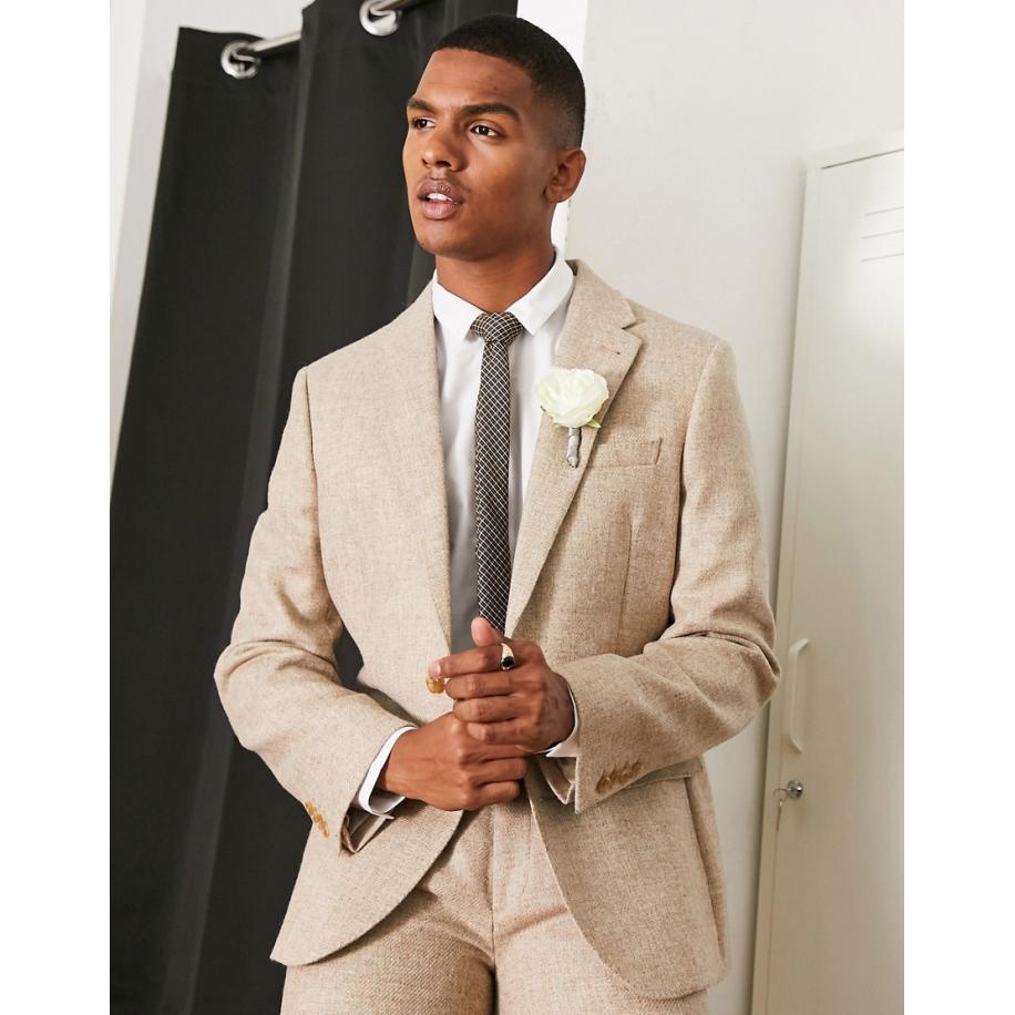 Noak - British Tweed - Smal colbert in stone-Neutraal Multicolor