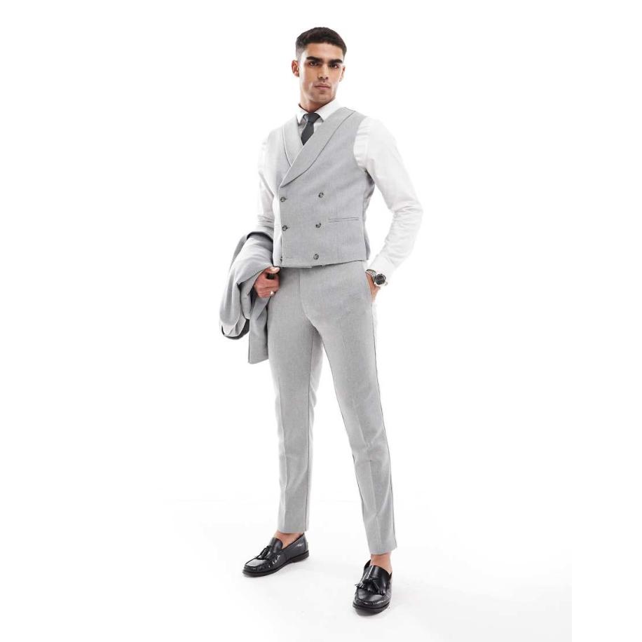 ASOS DESIGN - Skinny pantalon met wol in grijs Grijs