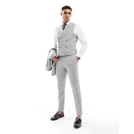 ASOS DESIGN - Skinny pantalon met wol in grijs