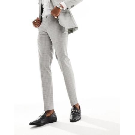 Jack & Jones Premium - Geruite slim-fit pantalon in beige-Neutraal