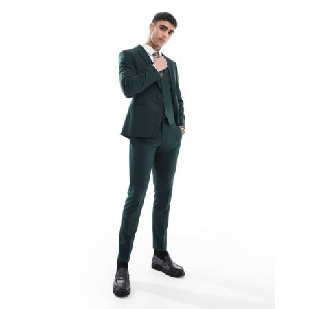 ASOS DESIGN - Skinny pantalon in donkergroen
