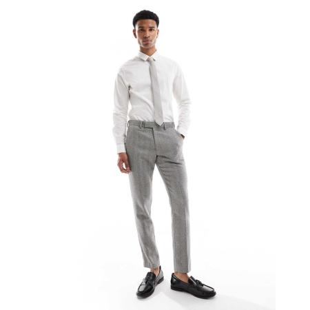 ASOS DESIGN - Skinny pantalon van wolmix in grijs