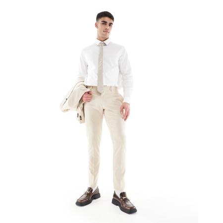 ASOS DESIGN - Skinny pantalons in kiezelkleur-Neutraal