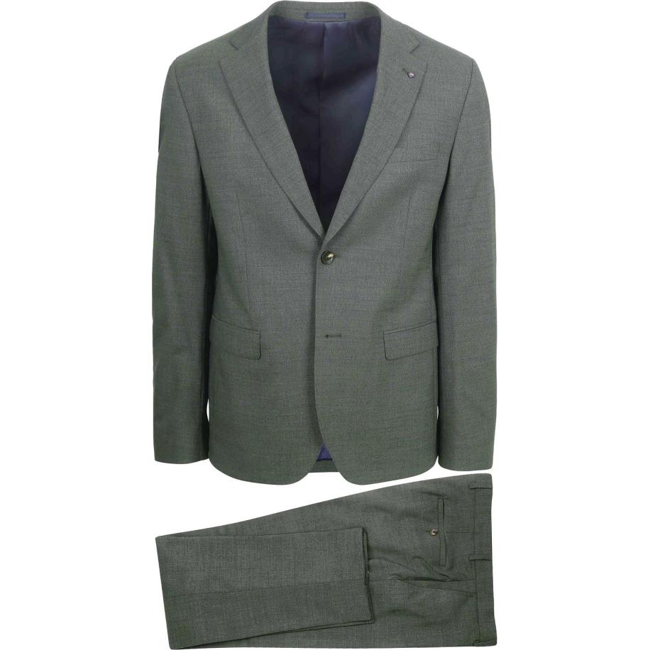 Suitable Toulon Kostuum Wol Olijfgroen Groen