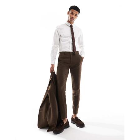 ASOS DESIGN - Skinny nette broek van keperstof in bruin