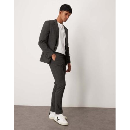 ASOS DESIGN - Skinny pantalon in peper-en-zout textuur-Grijs