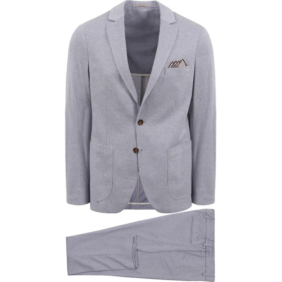 Suitable Kostuum Flex Pied De Poule Blauw Blauw