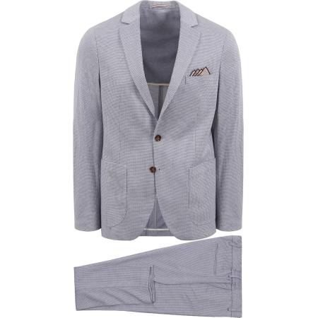 Suitable Kostuum Flex Pied De Poule Blauw