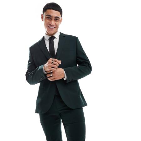 ASOS DESIGN - Skinny colbert in bosgroen