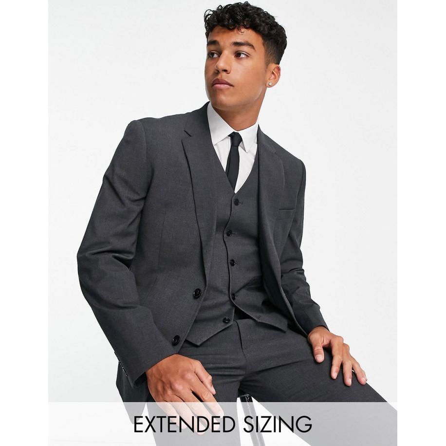 ASOS DESIGN - Smal colbert in actraciet-Grijs Grijs