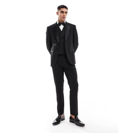 ASOS DESIGN - Slim-fit smokingbroek in zwart