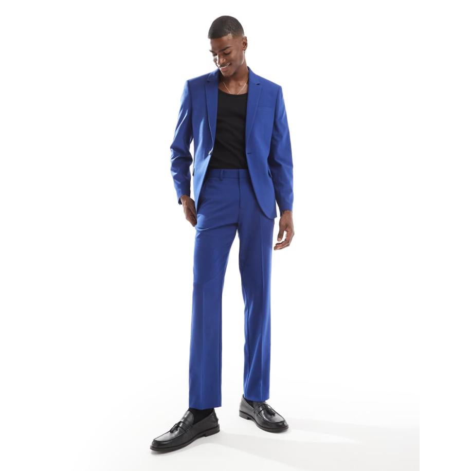 ASOS DESIGN - Slim-fit cropped pantalon in blauw Blauw