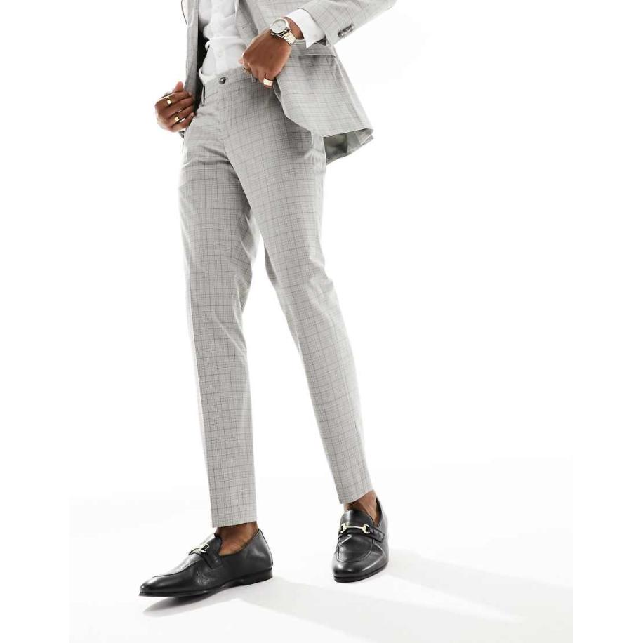 Jack & Jones Premium - Geruite slim-fit pantalon in beige-Neutraal Multicolor