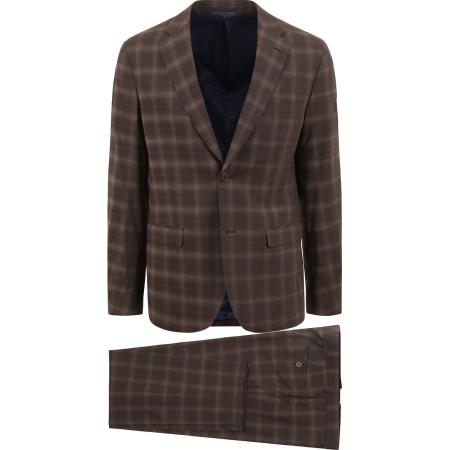 Suitable Strato Toulon Kostuum Wol Ruit Bruin