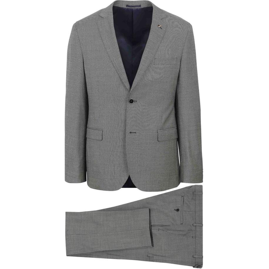 Suitable Kostuum Lucius Birdseye Wol Grijs Grijs