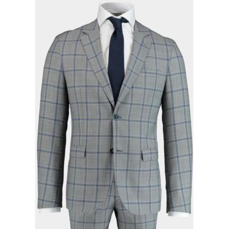 Bos Bright Blue Scotland blue kostuum d8 milano slim fit kostuum 191028to05sb/940 grey