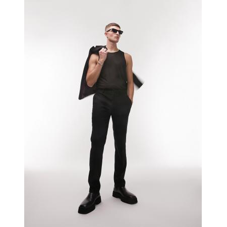 Topman - Smalle pantalon met stretch en textuur in zwart