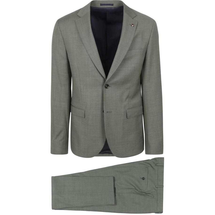 Suitable Strato Toulon Kostuum Wol Groen Groen