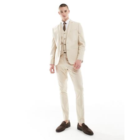 ASOS DESIGN - Bruiloft - Skinny pantalon in kiezelkleur-Neutraal