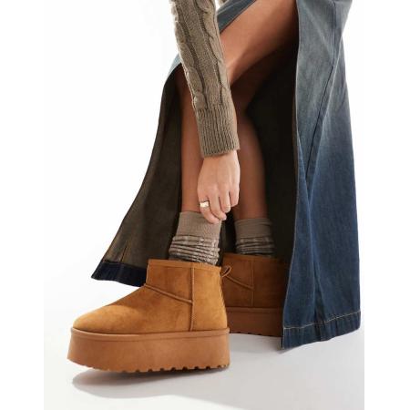 SEQWL Minilaarzen met plateauzool in lichtbruin-Neutraal