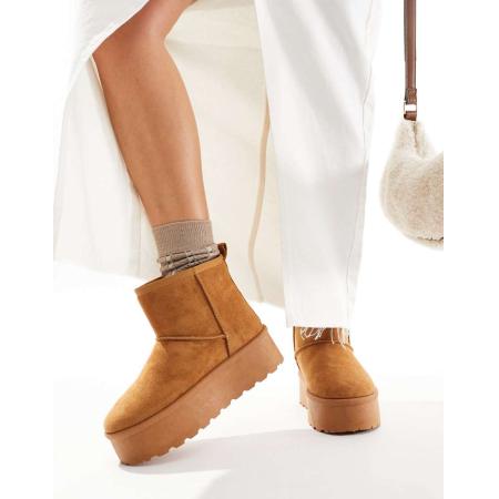 SEQWL Laarzen met plateauzool in lichtbruin-Neutraal