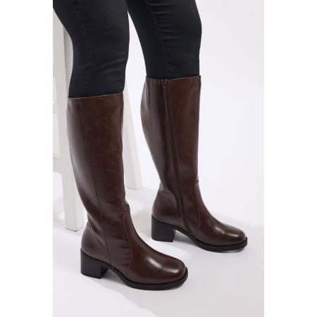 Yours Bruine Vierkante Knielaarzen Met Extra Brede Eeepasvormsize 42EEE