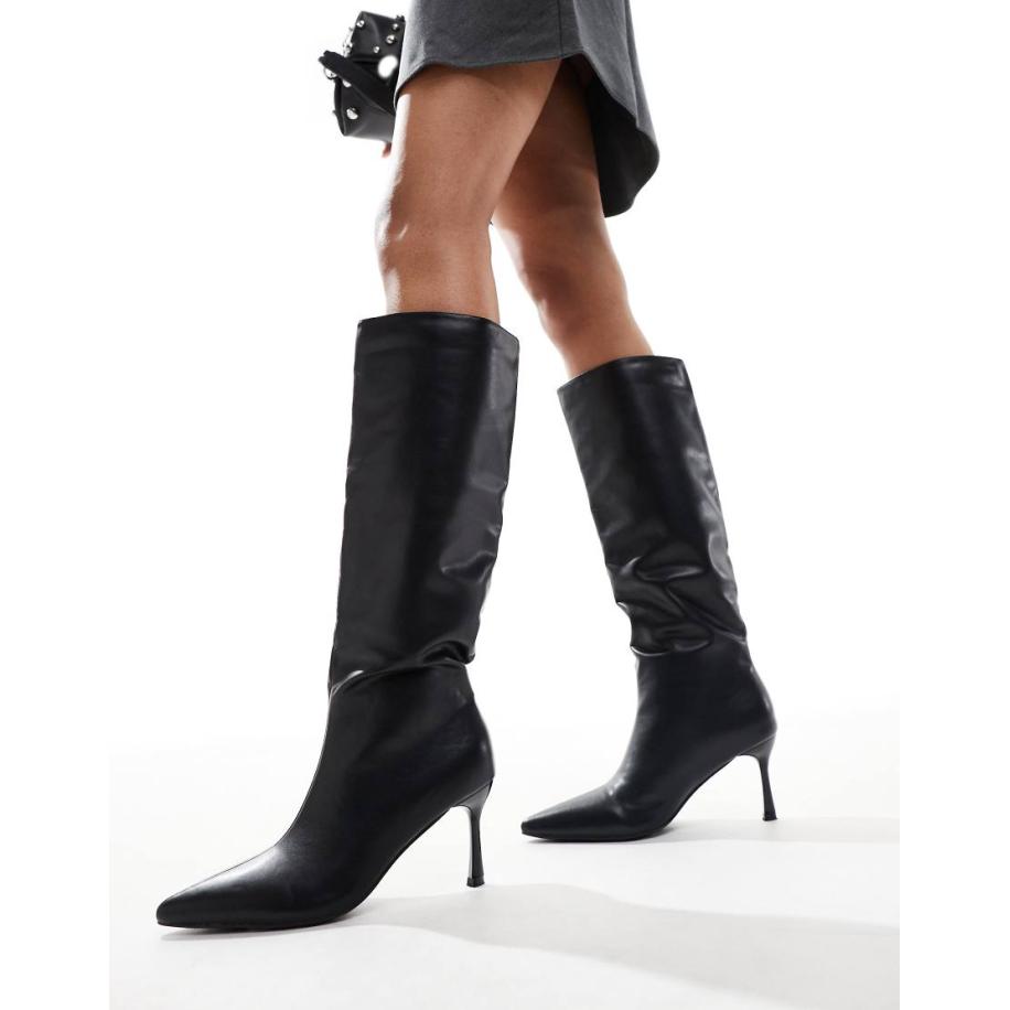 Simmi London Daija Puntige kniehoge laarzen in zwart Zwart