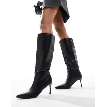 Simmi London Daija Puntige kniehoge laarzen in zwart