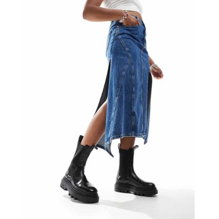 AllSaints Alex Leren chelsea boots met dikke zool in zwart