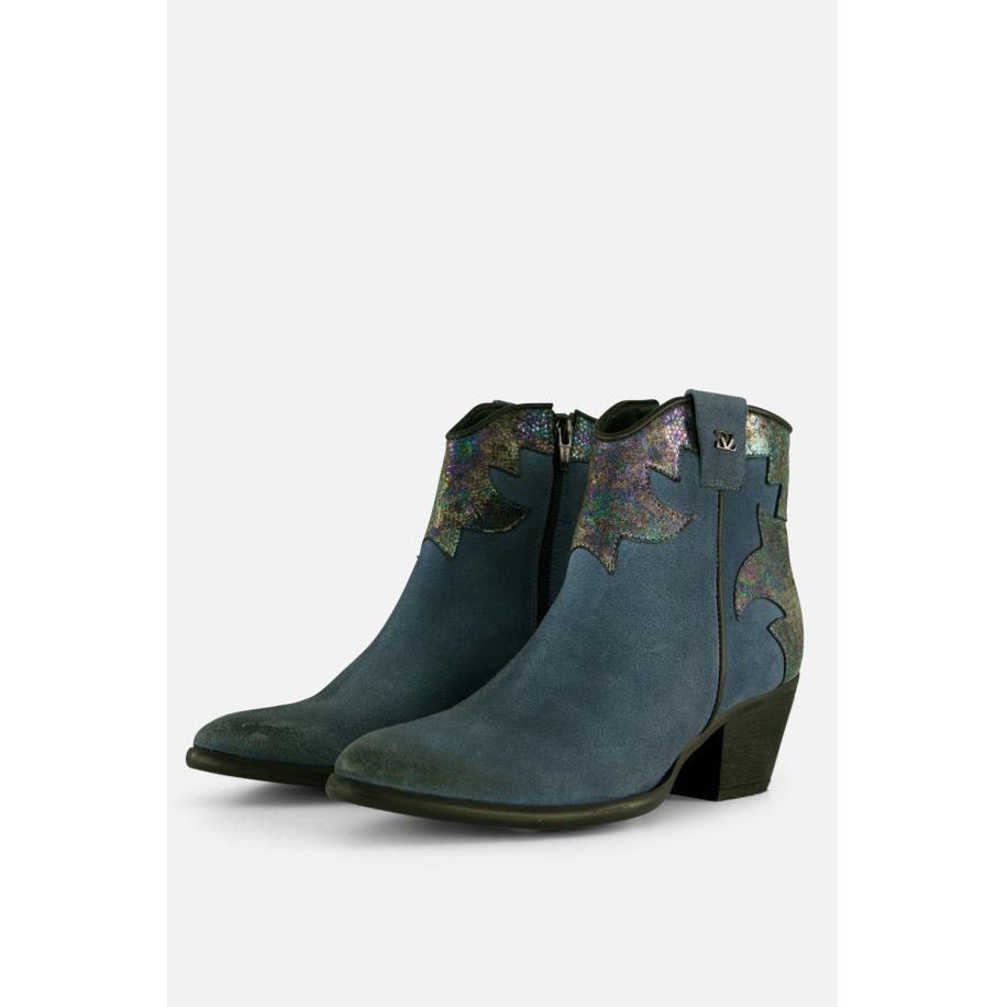 Lazamani Cowboylaarzen blauw Leer Blauw