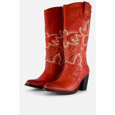 Lazamani Cowboylaarzen rood Leer