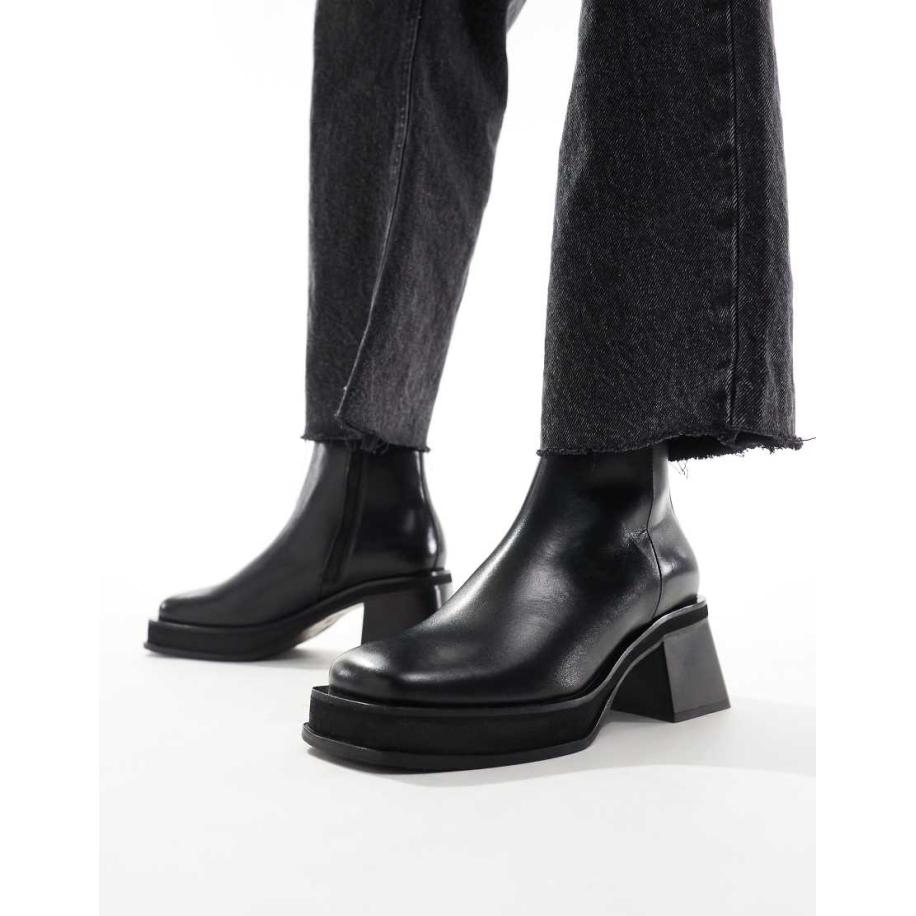 Walk London Leren laarzen met rits aan de binnenkant in zwart Zwart