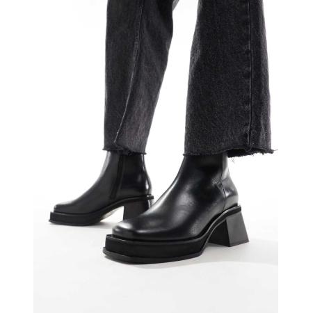 Walk London Leren laarzen met rits aan de binnenkant in zwart