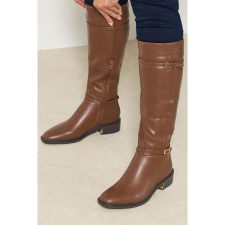 Yours Bruine, Gespvormige, Elastische Kniehoge Laarzen Met Standaard Pasvormsize Standard > 41