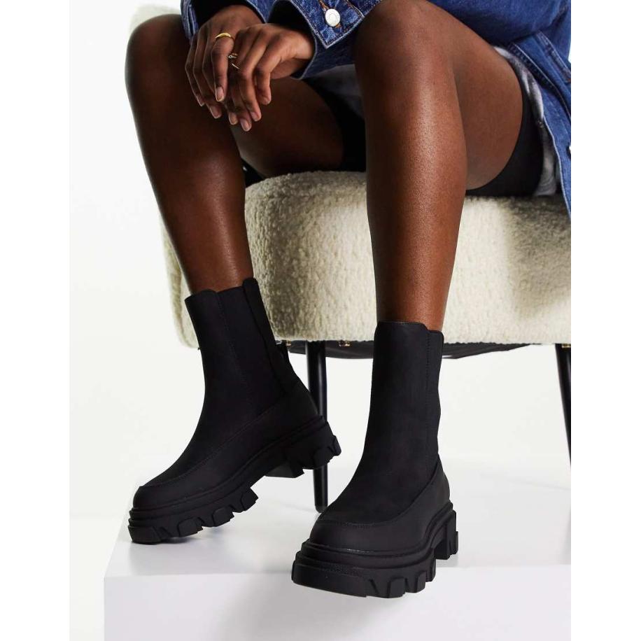 Only Instaplaarzen met dikke zool in zwart Zwart