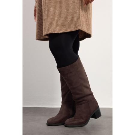 Yours Chocoladebruine Microlaarzen Met Blokhak In Extra Brede Eeepasvormsize 42EEE