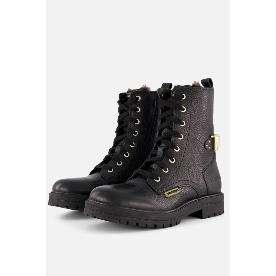 Vingino Veterboots zwart Leer Zwart