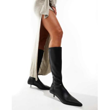 ASOS DESIGN Certain Kniehoge soklaarzen met extreme mini kitten hakken in zwart